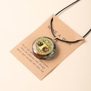 Orgone naturel 7 Chakra arbre de vie pendentif rond collier femmes mixte cristal puce <span class=keywords><strong>pierre</strong></span> réglable énergie de guérison <span class=keywords><strong>bijoux</strong></span> - Product Image 2