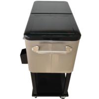 Chariot isotherme vintage 73L en métal, glacière à roulettes pour la pêche, garde le froid