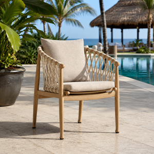 Sillón de Patio Moderno Impermeable Folia de Aluminio con Aspecto de Madera para Exteriores, Ideal para Resorts, Hoteles y Restaurantes (Pedidos al por Mayor) - Product Image 1