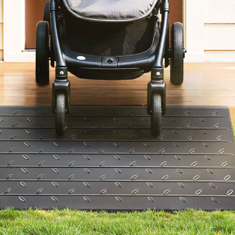 Rise Modern Rectangle Herringbone Pattern Rubber Threshold Ramp ...