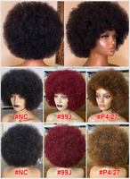 Perruque Afro Crépus Bouclés Sans Dentelle pour Femme Noire Perruque Courte Afro Curl Fabriquée à la Machine Sans Colle Wear and Go Perruques