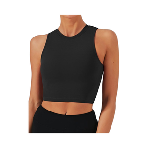 Wholesale Womens Breathable Removable Padded Yoga Tank <strong>Tops</strong> Sleeveless Fitness <strong>Crop</strong> <strong>Tops</strong> Knitted Sports Bras Workout Custom Logo - Product Image 1