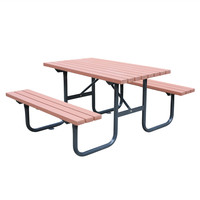Table de pique-nique en bois WPC de 4 pieds pour l'extérieur, restaurant, jardin, terrasse, aire de jeux, table à manger avec banc