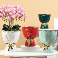 Pots en céramique décoratifs pour plantes, plaqués or rose, écologiques, pour la maison et le jardin, en gros, en tailles grande, moyenne, petite et mini.