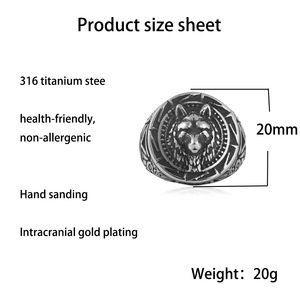 <b>Wolf</b> Animal <b>Ring</b> Men's Stainless Steel Punk Style Geometric Design Silver Color Gift Jewelry 240109 - Product Image 3