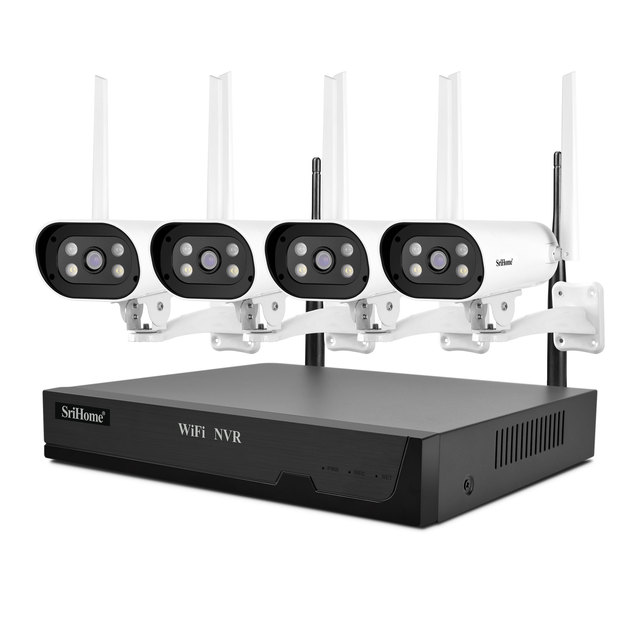 SriHome WiFi NVR Kit 2MP Outdoor Waterproof Indoor Smart Wireless Bridge Mode Security Camera CCTV System Camera Intelligent