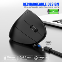 Mouse Vertikal Nirkabel H1 2.4g, Mouse Pencegah Pegal, Pengisian Daya Tipe C, Empat Tingkat Kecepatan yang Dapat Disesuaikan, Ergonomis untuk Jam Kerja yang Lama