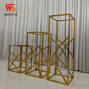 SMOOTH Gold <b>Square</b> Metal Plinths Wedding Flower Stand Party Dessert Table Centerpieces for Party Events Decoration - Product Image 3