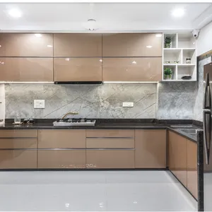 Kabinet dapur kayu fashion bahan kayu komersial pas kabinet dapur kayu kustom