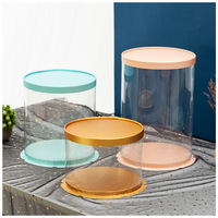 Boîte à gâteau ronde transparente en plastique, grande, cylindrique, à motifs, anti-poussière, pour fleurs et cadeaux, vente en gros