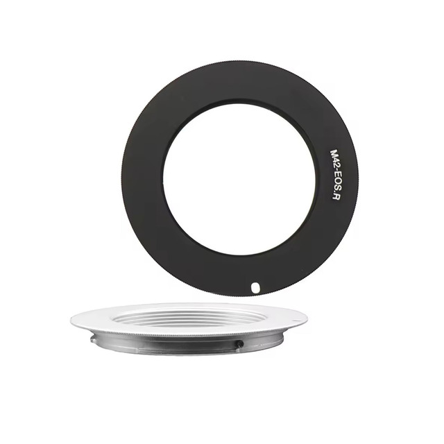 M42-EOS R Ultra-slim Metal Aluminum Lens Adapter Ring for EOS R RP Mount (Black/Silver) 1mm Flange 20g
