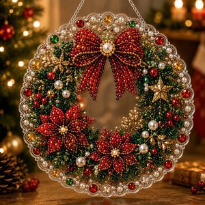 Pendentif rond en acrylique avec peinture diamantée de Noël, ornement suspendu pour la décoration du salon et de la chambre à coucher - Product Image 4