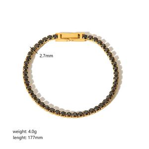 กำไลข้อมือแฟชั่นชุบทอง 18K ประดับเพทายสีเขียว ดำ ขาว ดีไซน์รูปตัวยู ของขวัญเครื่องประดับ TB5061 - Product Image 5