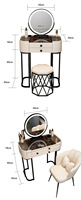 Table de maquillage moderne et minimaliste pour chambre à coucher, miroir en verre trempé, multifonctionnelle, en bois de rose massif, avec plateau en granit