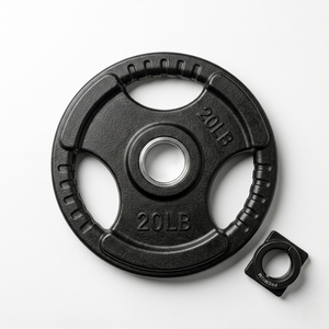 Disco per Bilanciere Rivestito in Gomma con Tre Fori per Sollevamento Pesi e Fitness - Product Image 4