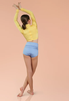 Usine jaune clair crème haut court taille haute pantalon Nylon Spandex confortable vêtements de danse