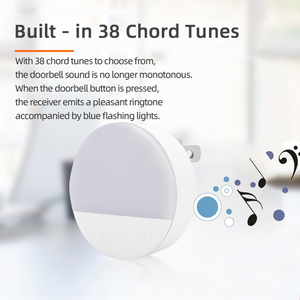 ระบบกริ่งประตูไร้สายกันน้ำทันสมัย ใช้พลังงานจากปลั๊กไฟ พร้อมไฟกลางคืน ระยะ 200 เมตร สำหรับอพาร์ทเมนต์ สวนสาธารณะ ใช้งานกลางแจ้ง และในบ้าน - Product Image 6