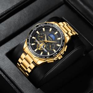 Drioshipping 2580 Relojes de cuarzo de acero inoxidable minimalistas de lujo para hombres Impermeable Calendario luminoso Fecha Cronógrafo Moda - Product Image 2