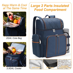 Sac à dos isotherme multifonctionnel, sac de pique-nique étanche, équipement de voyage durable avec ensemble de service et <span class=keywords><strong>porte</strong></span>-vin pour la plage et le camping - Product Image 6