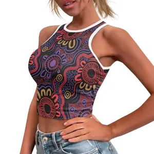 Drop Shipping ürünleri 2023 avustralya kabile Aboriginal desen kadın seksi Tank Top ucuz toptan çabuk kuruyan spor Tee