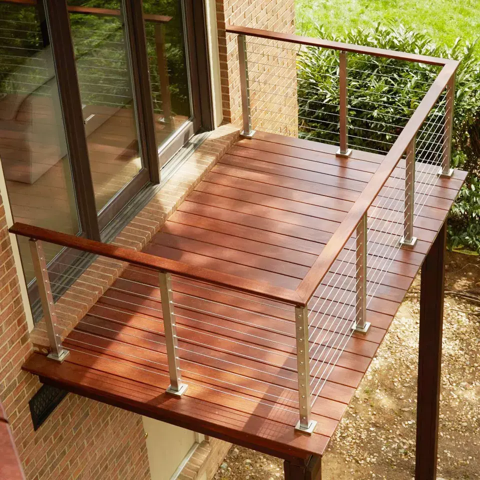 Modern Design Wooden Handrails wire balustrade Stainless Steel Balustrade System For Stairs Cable Railing