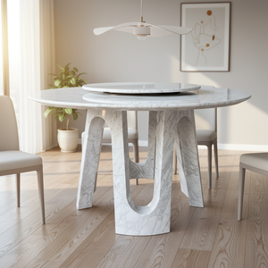 Tavolo <span class=keywords><strong>da</strong></span> <span class=keywords><strong>Pranzo</strong></span> Circolare <span class=keywords><strong>in</strong></span> Stile Italiano <span class=keywords><strong>con</strong></span> Base Traforata, <span class=keywords><strong>Piano</strong></span> <span class=keywords><strong>in</strong></span> <span class=keywords><strong>Marmo</strong></span> Naturale, Adatto per Ville e Appartamenti - Product Image 4