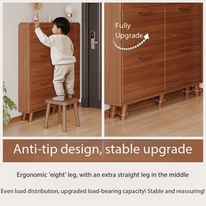 <span class=keywords><strong>Zapatero</strong></span> de Madera Ultrafino Abatible de 17 cm, Diseño Delgado para Apartamentos Pequeños, Sala de Estar, Hotel, Gimnasio, Espacios Estrechos de Entrada - Product Image 4