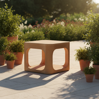 Table basse d'extérieur au design minimaliste en teck massif, mobilier de haute qualité pour jardin