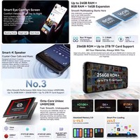 Smartphone Blackview WAVE 10 8 Go + 256 Go Écran 6,88'' 120 Hz Appareil Photo 32 MP Android 16 Unisoc UMS9230E Octa Core LTE Allemand Espagnol