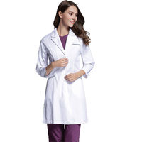 Batas de Laboratorio Antiestáticas de Poliéster/Algodón para Mujer, Uniformes Médicos para Hospital y Salón de Belleza, con Impresión de Logotipo Personalizado, Venta al Por Mayor