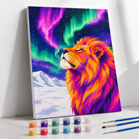 Kit de peinture par numéros Lion sur toile de coton imprimée, art animalier, peinture numérique, décoration moderne pour la maison