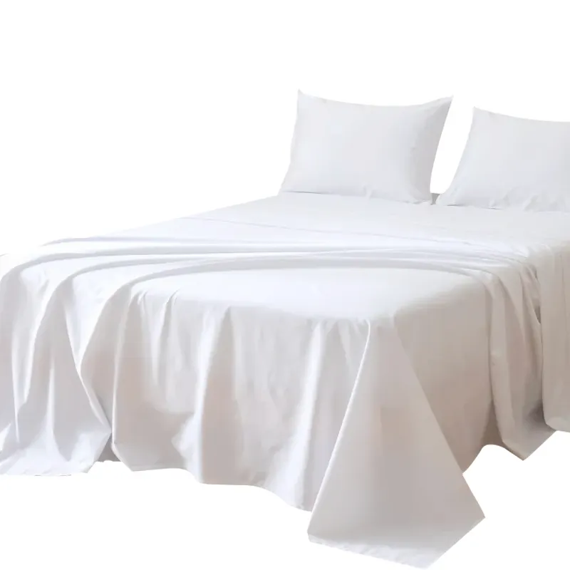 100% ピュアバンブーシーツ寝具セットメーカーソフトマルベリーシルククイーンサイズベッドシーツセットとホワイト