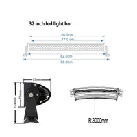 Barre Lumineuse LED Courbe de Haute Qualité 22" 32" 42" 50" 52" pour Travail Offroad Voiture Camion 4x4, 120W 180W 240W 288W 300W