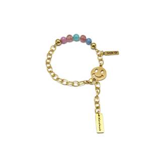 Pulsera de Moda con Dijes, Chapada en Oro PVD, Acero Inoxidable 316L, Colgante de Sonrisa Hecho a Mano, Joyería Unisex Linda - Product Image 1