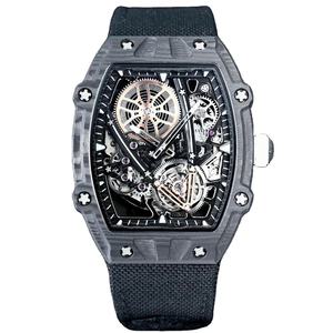 Montre de luxe automatique mécanique pour homme, style 27-05, bracelet en nylon noir, boîtier en carbone, squelette, tourbillon, qualité 5A - Product Image 1