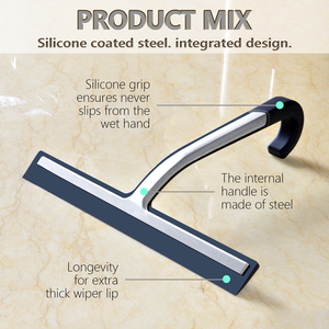 Tergivetro <span class=keywords><strong>doccia</strong></span> in silicone Hang All-in-One con gancio integrato per bagno, finestre, specchi, piastrelle, pareti, auto, 10 pollici, nero - Product Image 3