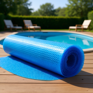 Bâche solaire SunGuard pour piscine 15 pieds, bleue, en PE, absorption de chaleur, avec enrouleur - Product Image 2