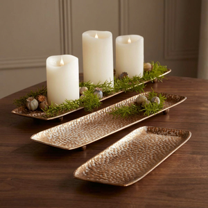 Luxury Hammered Gold Oval Serving Tray Elegant Decorative Platter with Raised <b>Edge</b> <b>Metal</b> Display Table Decor for Home Wedding Pa - Product Image 4