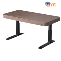 Table basse électrique réglable à finition grain de bois moderne Ascenseur à double moteur Portée de 380 à 840mm Capacité de charge de 120kg Assemblage facile