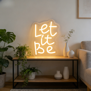 Letrero LED de Neón con la Frase "Let It Be" de Neonawall para Fanáticos de la Música, Luz de Neón Cálida Blanca en Letras Cursivas para Decoración del Hogar y Dormitorio - Product Image 6