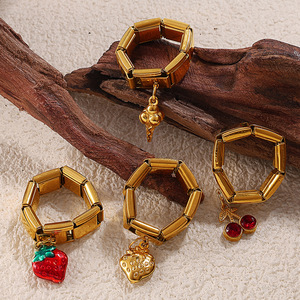 สไตล์เกาหลีชุบทองสแตนเลสสตีลแหวนสำหรับผู้หญิงเครื่องประดับปาร์ตี้รูปทรงเรขาคณิตจี้แหวน JZ139 - Product Image 2