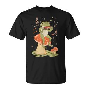 Camiseta Cottagecore con diseño de rana tocando armónica y hongos Farmcore - Product Image 1