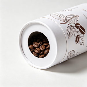 Boîte cylindrique en carton de marque avec fenêtre transparente, tube en papier biodégradable pour l'emballage des grains de café, destinée au marché d'exportation - Product Image 5