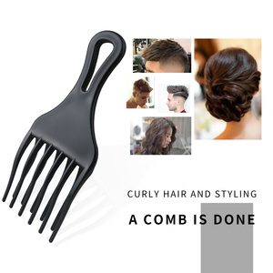 Peigne à cheveux bouclés personnalisé avec logo, manche en plastique antistatique, peigne afro à dents larges pour cheveux crépus africains, peigne à poux pour <span class=keywords><strong>salon</strong></span> - Product Image 5