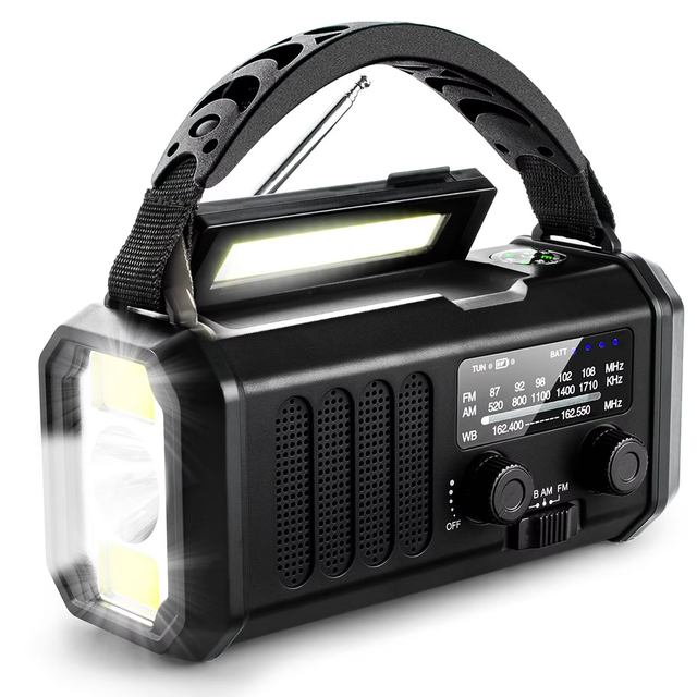 New Outdoor Emergency Camping Lights Fm Am Noaa Radio Multifunctional Hand-cranked Solar 10000mAh Power Bank with Compass