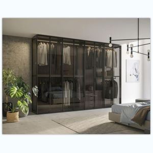 Meubles sur mesure pour toute la maison, chambre à coucher, luxe léger, porte en verre, placard en bois massif sur mesure avec poignées, anti-poussière, armoire - Product Image 3