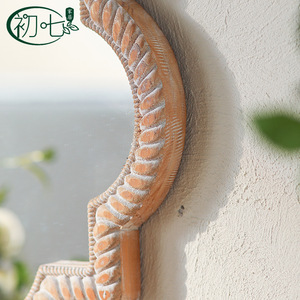 Espejo de Pared con Marco Blanco, Estilo Rústico, Espejo de Maquillaje para Baño - Product Image 4