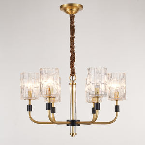 Pour MEEROSEE Moderne Cuivre Or Métal Éclairage 400k3992 Réglable Hauteur Salon Lustre Verre Pendentifs Lustras Élégant - Product Image 4