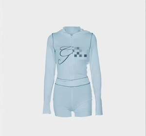 Conjuntos Casuales para Mujer, Conjuntos de Primavera y Otoño de Alta Calidad, Top Corto y Pantalones Cortos, <span class=keywords><strong>Ropa</strong></span> Casual para Mujer con Capucha y Corte Ajustado - Product Image 2