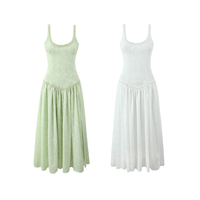 Robe longue d'été décontractée pour femme, 2 coloris, bretelles spaghetti, sans col, tissée unie, tendance, en promotion